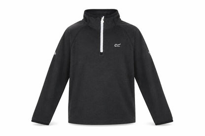 Front view of Regatta boys’ black 13 years fleece quarter zip pullover sweatshirt