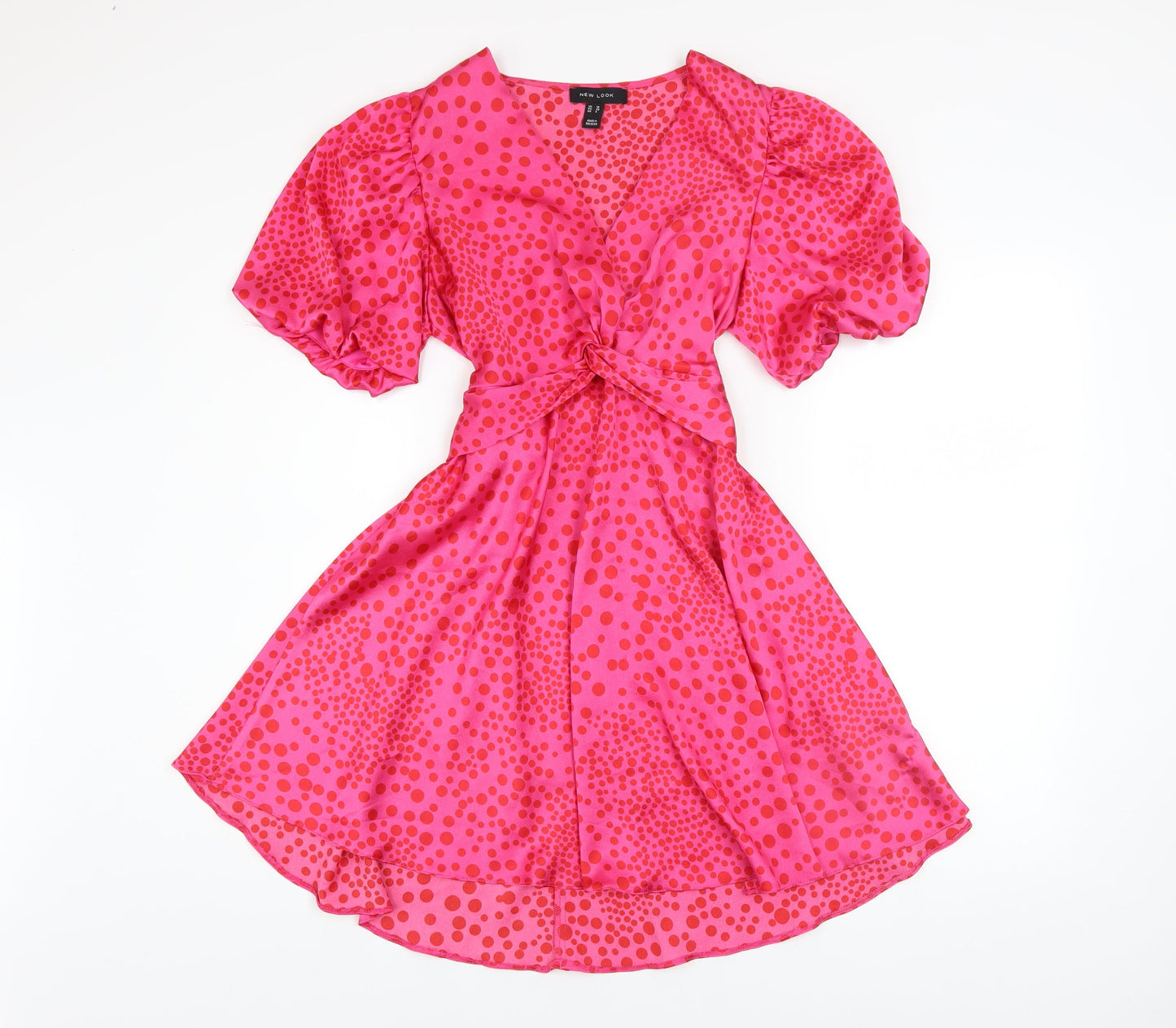 New Look Women’s Pink Polka Dot Short Wrap Dress Size 10