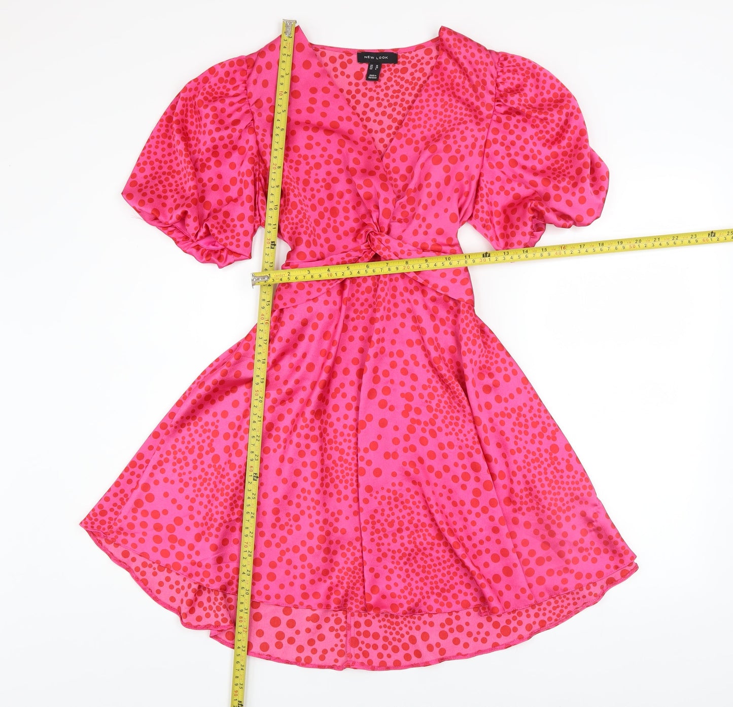New Look Women’s Pink Polka Dot Short Wrap Dress Size 10