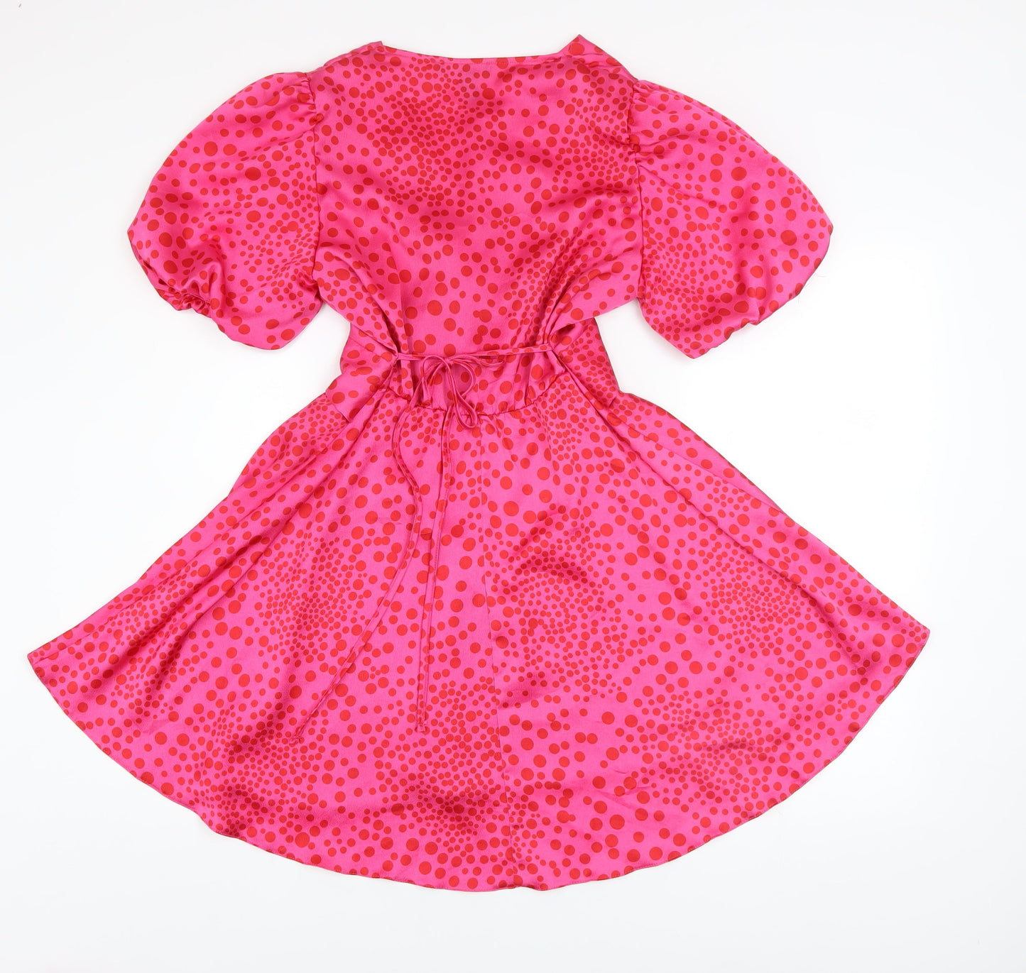 New Look Women’s Pink Polka Dot Short Wrap Dress Size 10