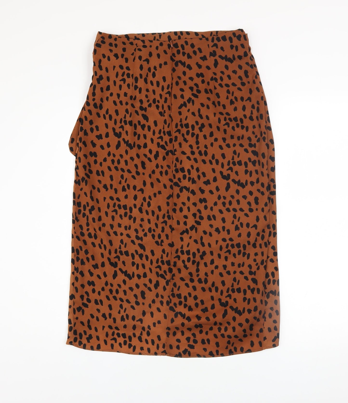 BZ Women’s Brown Leopard Print Wrap Midi Skirt Size S