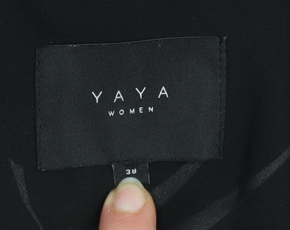 YAYA Women Black Floral Shift Dress Size 10 Knee Length Viscose