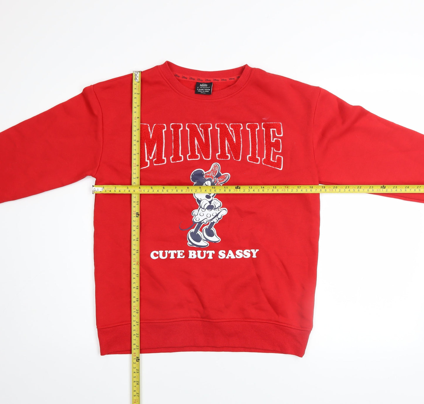 Disney Minnie Mouse Girls Red Sweatshirt 11-12 Years Pullover Cotton Blend