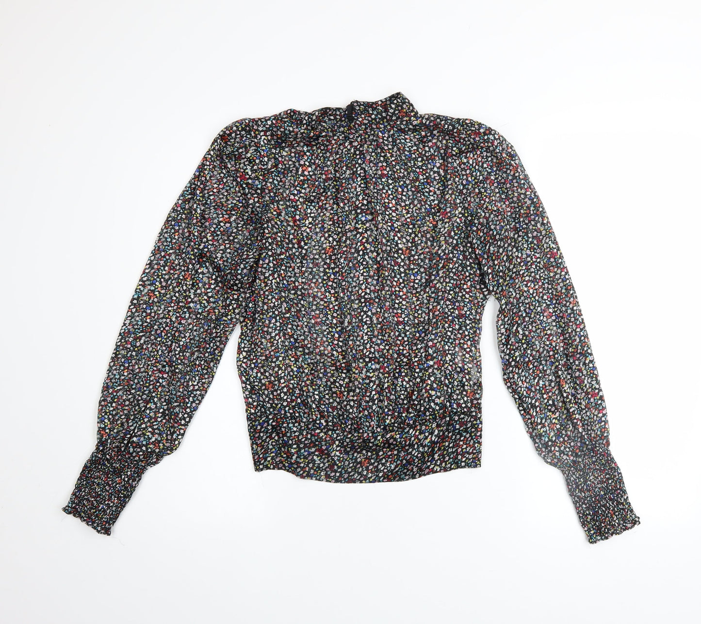 Paco Boutique Women's Multicoloured Floral High Neck Blouse Size 10