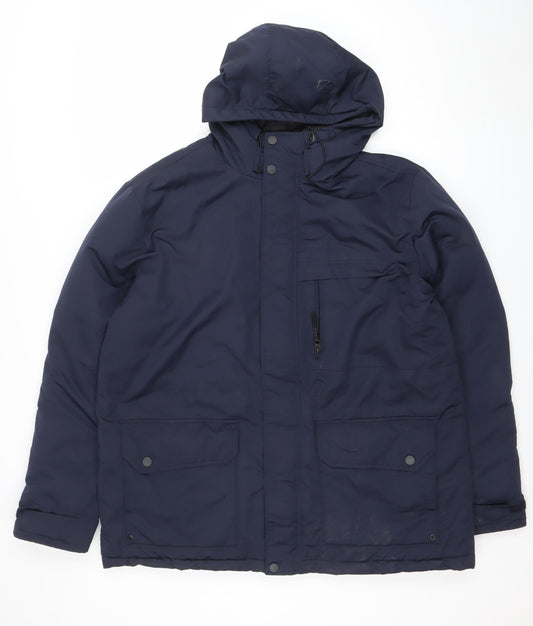 FB Sister Men's Blue 2XL Hooded Lined Parka Jacket