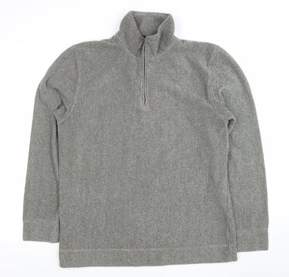 Additional front view of Lee Cooper Men's Grey 1/4 Zip Mock Neck Knit Sweatshirt, size M