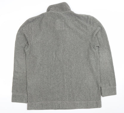 Close-up detail of Lee Cooper Men's Grey 1/4 Zip Mock Neck Knit Sweatshirt, size M
