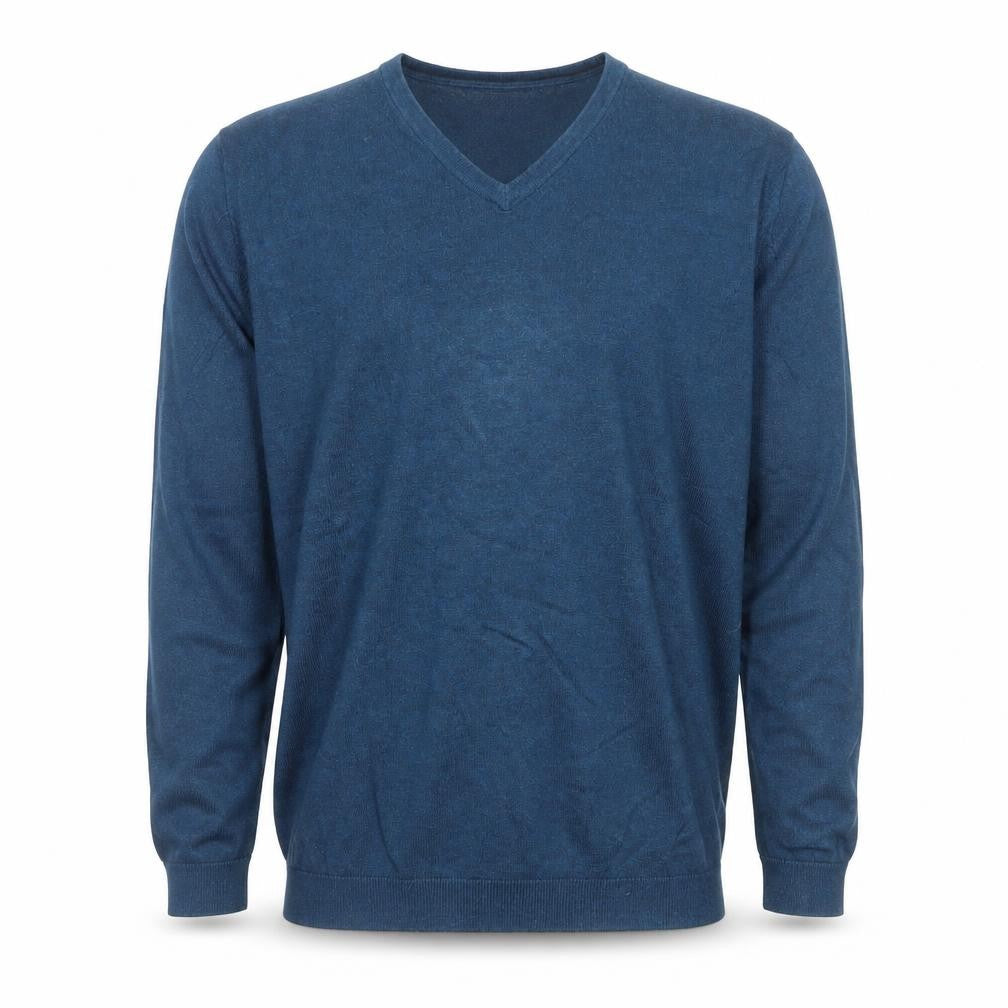 Next Men's Blue V-Neck Cotton Blend Jumper Size M
