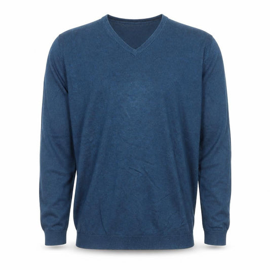 Next Men's Blue V-Neck Cotton Blend Jumper Size M