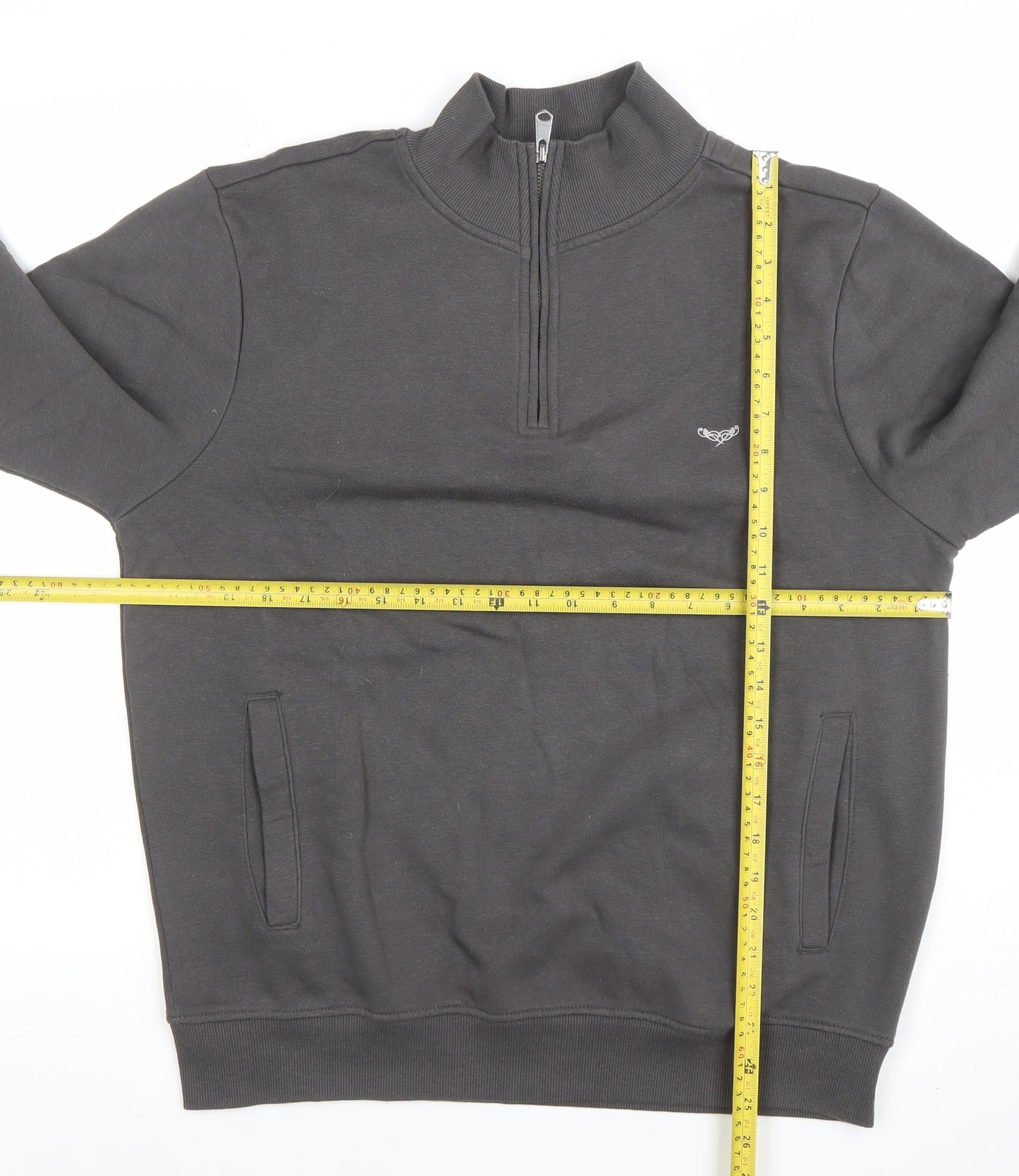 Threadbare Men's Grey 1/4 Zip Sweatshirt M High Neck Casual