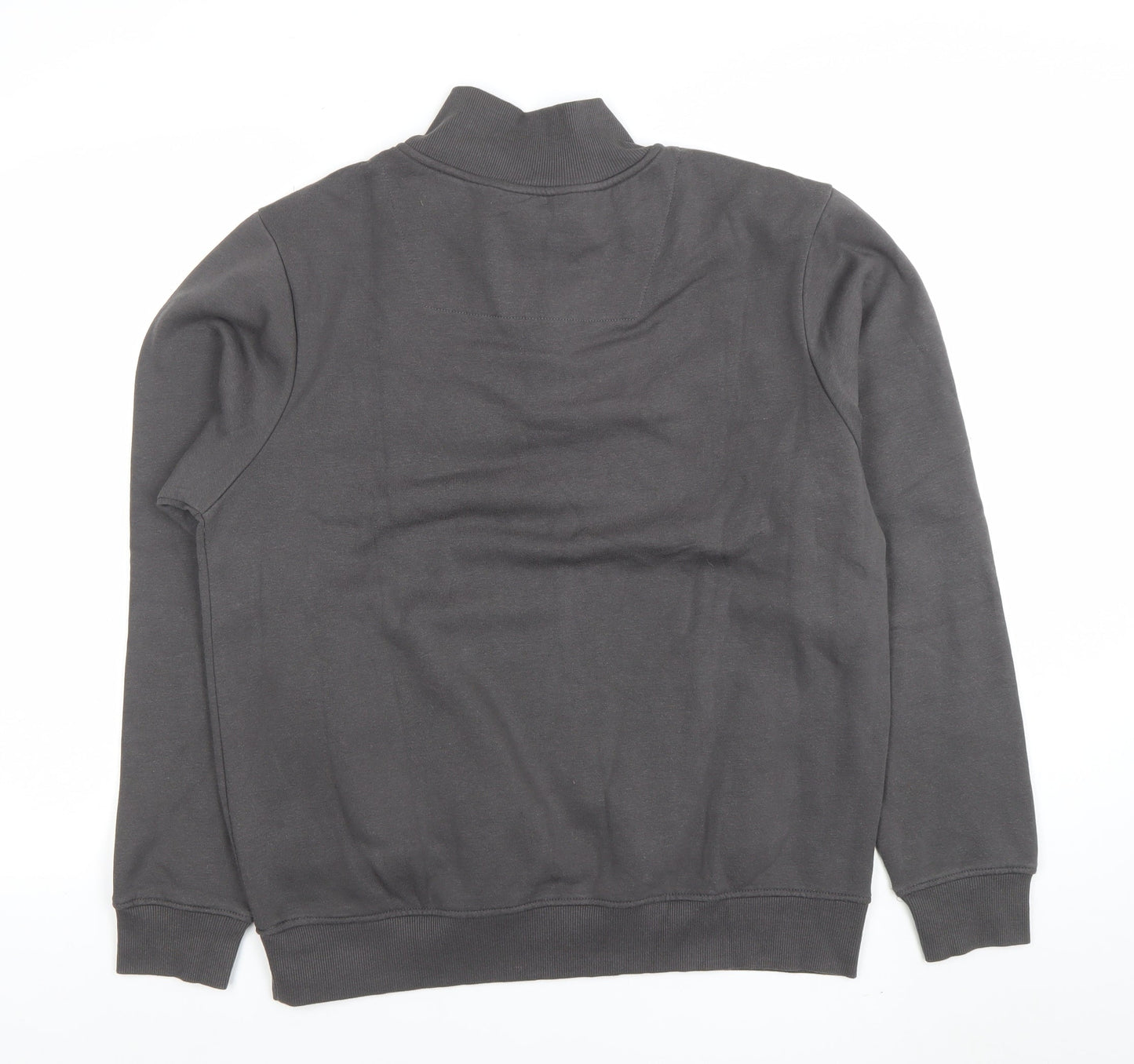 Threadbare Men's Grey 1/4 Zip Sweatshirt M High Neck Casual