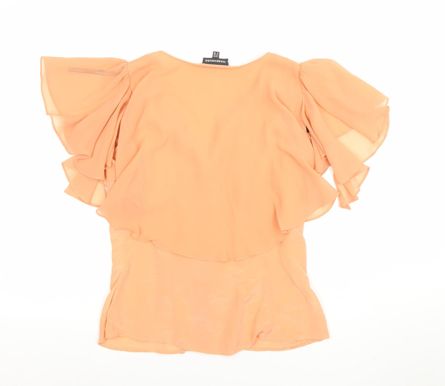 Warehouse Women’s Beige Chiffon Ruffle Wrap Blouse Size 10