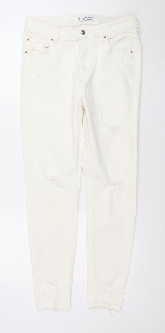 Denim Co Women's White Size 14 Skinny Distressed Jeans