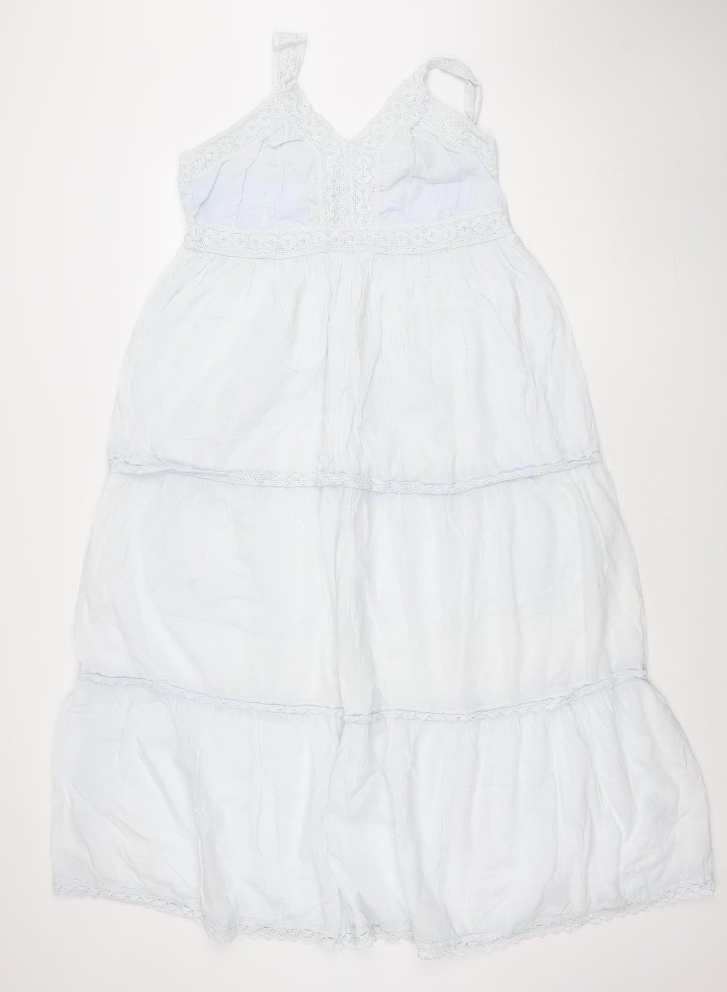 chémistry Women's Blue Cotton A-Line Sleeveless Dress Size 14
