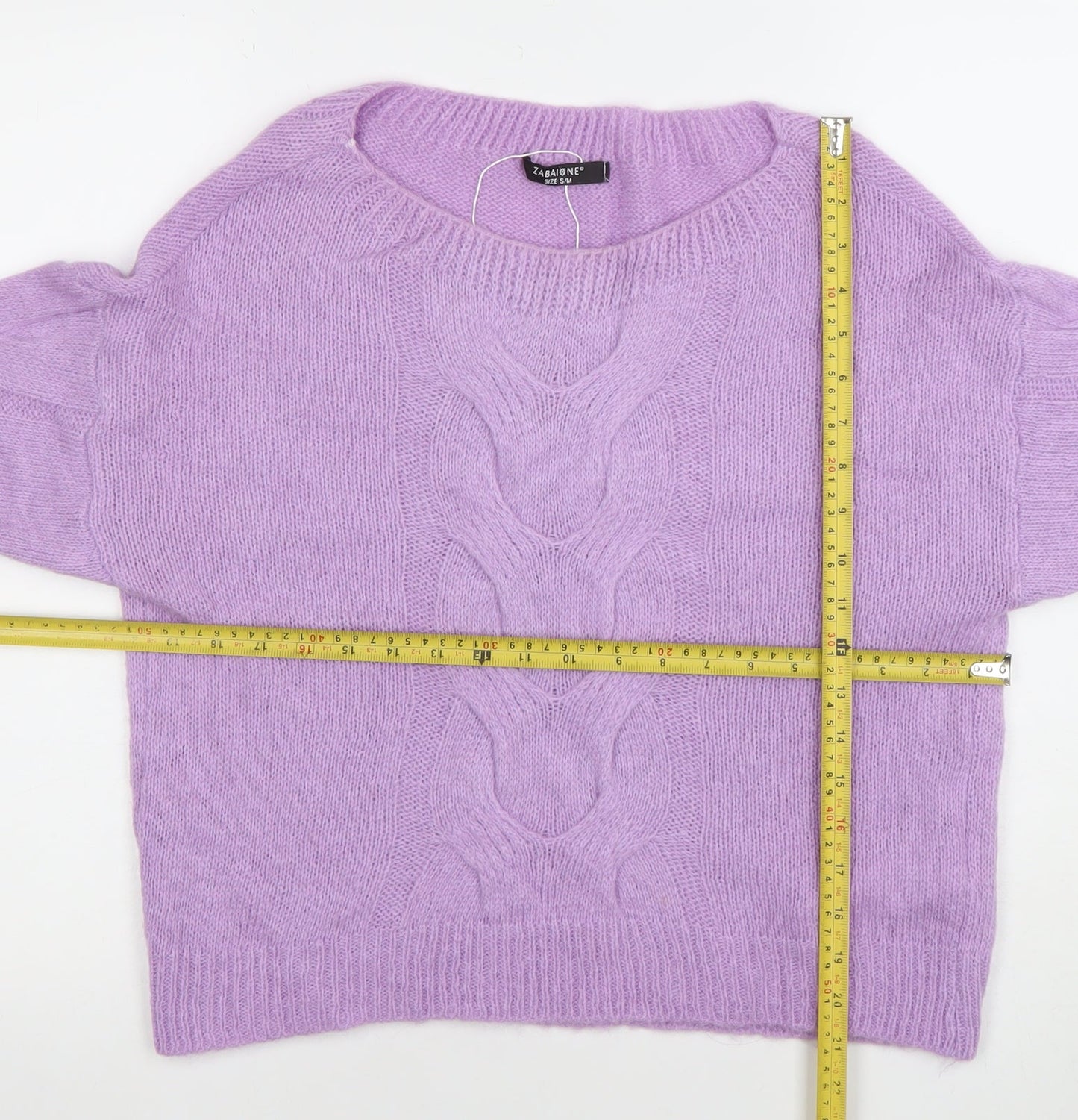 Zabaione Women Lilac Cable-Knit Pullover Jumper S/M Acrylic Blend
