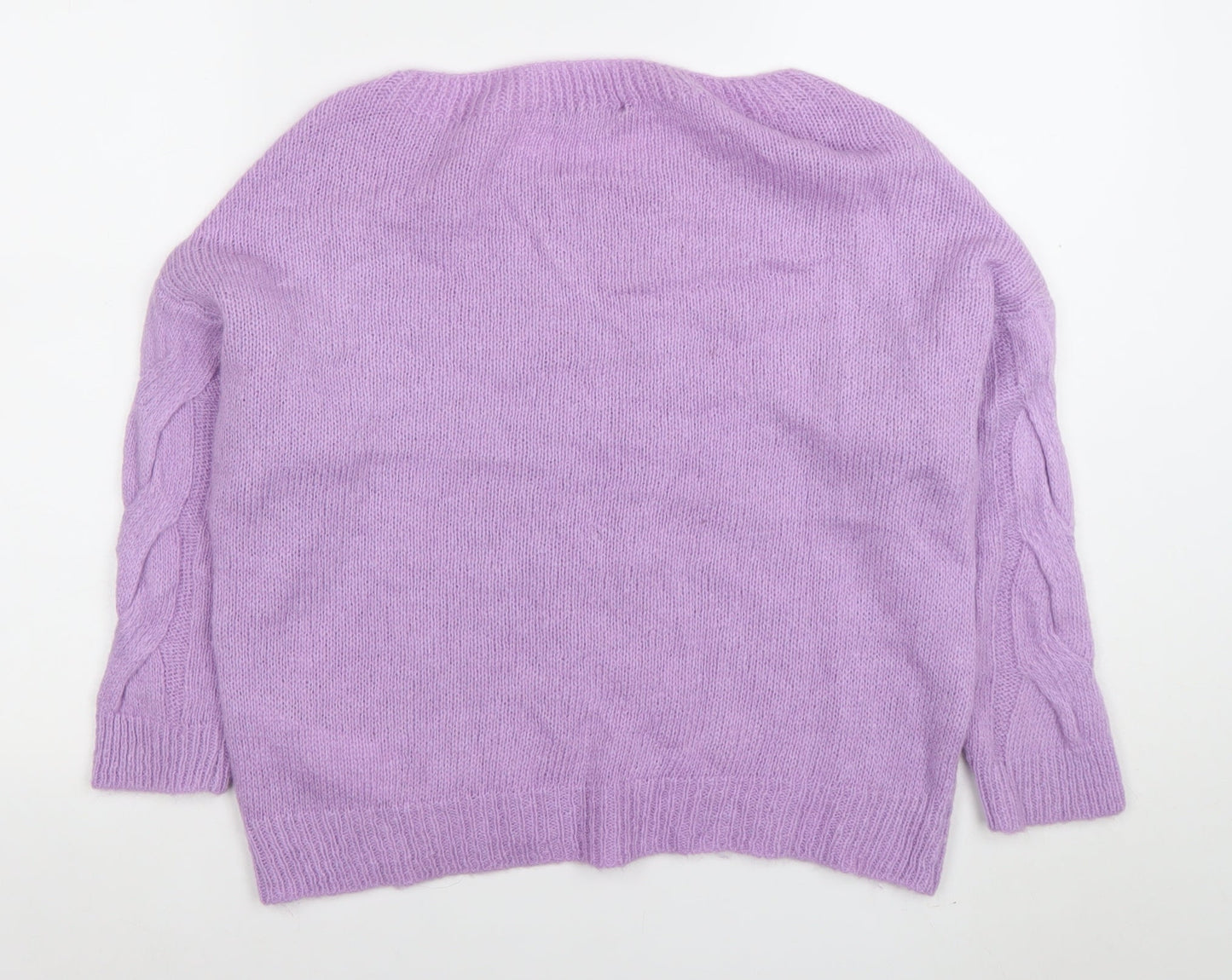 Zabaione Women Lilac Cable-Knit Pullover Jumper S/M Acrylic Blend
