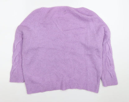 Zabaione Women Lilac Cable-Knit Pullover Jumper S/M Acrylic Blend