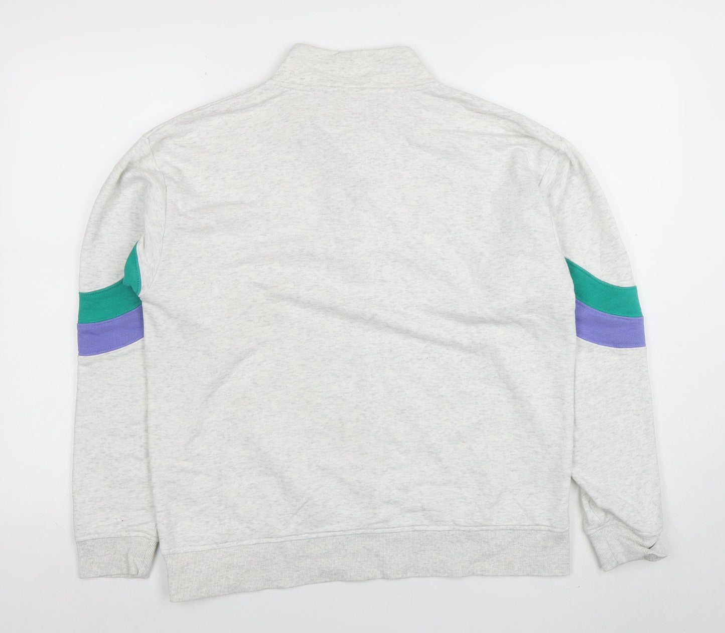 Diesel Womens Grey 1/2 Zip Sweatshirt M Cotton Blend Colour Block