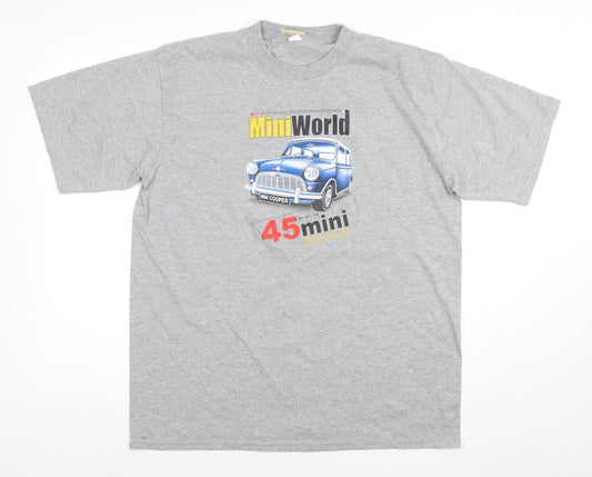 SMILEY Men's Grey Mini Cooper Graphic T-Shirt Size L
