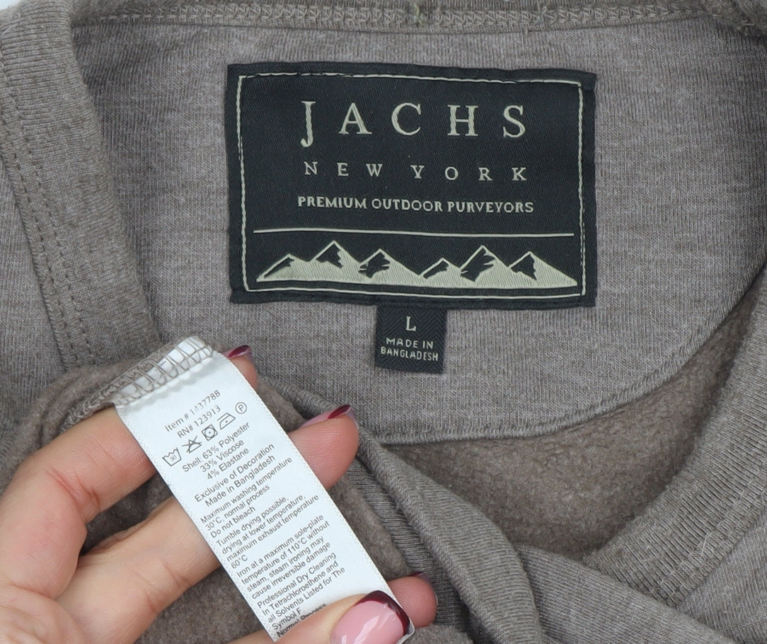 JACHS New York Men's Brown Pullover Sweatshirt L Crew Neck