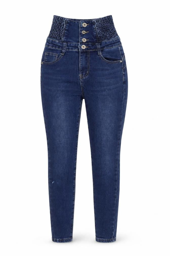 Miss Bon Women's Blue High-Waisted Skinny Jeans S