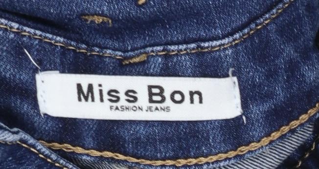 Miss Bon Women's Blue High-Waisted Skinny Jeans S