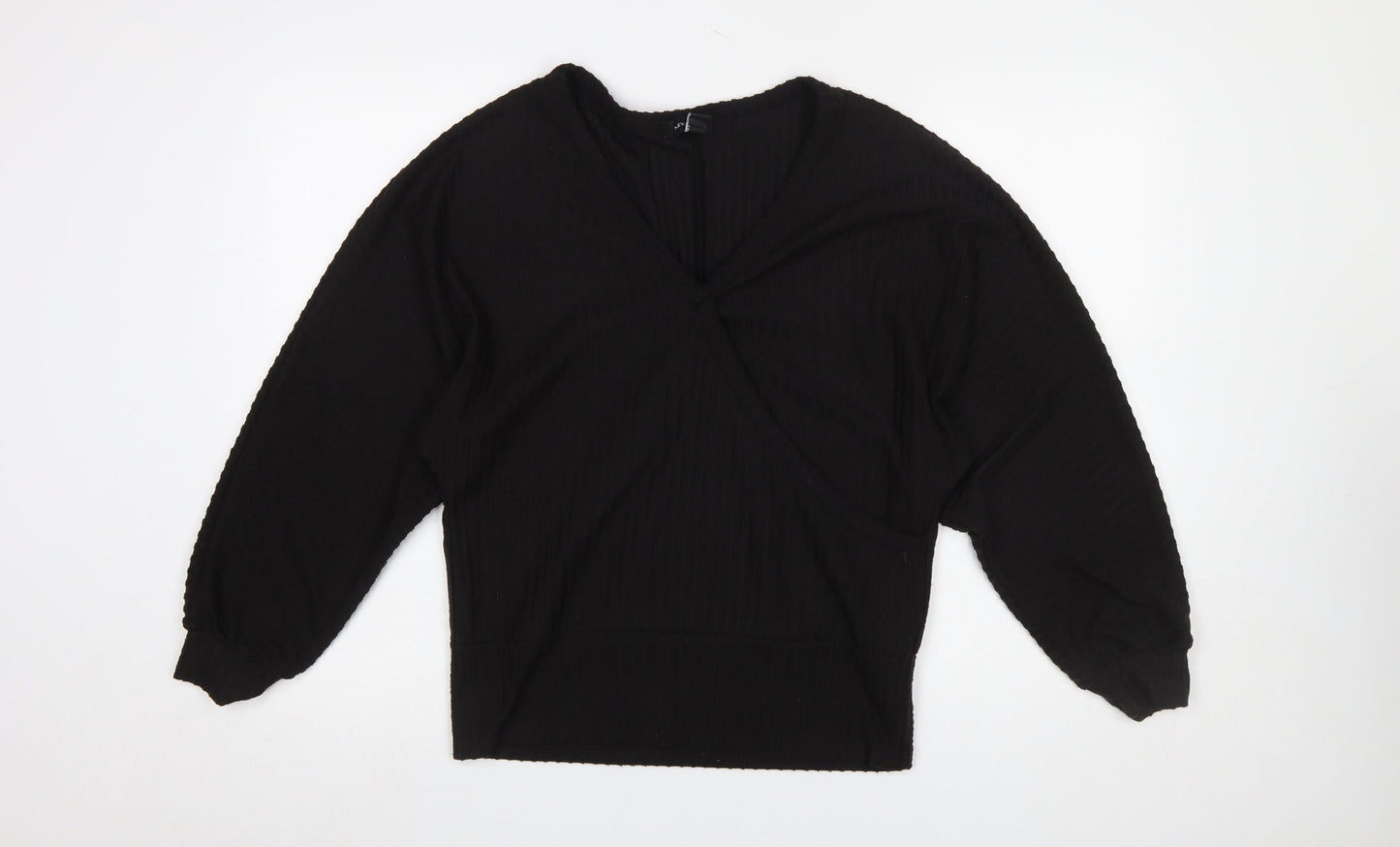 New Look Women’s Black Wrap Jersey Long Sleeve Blouse Size M