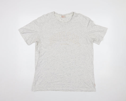 SoulCal & Co Men’s Beige Speckled Crew Neck Cotton T-Shirt L