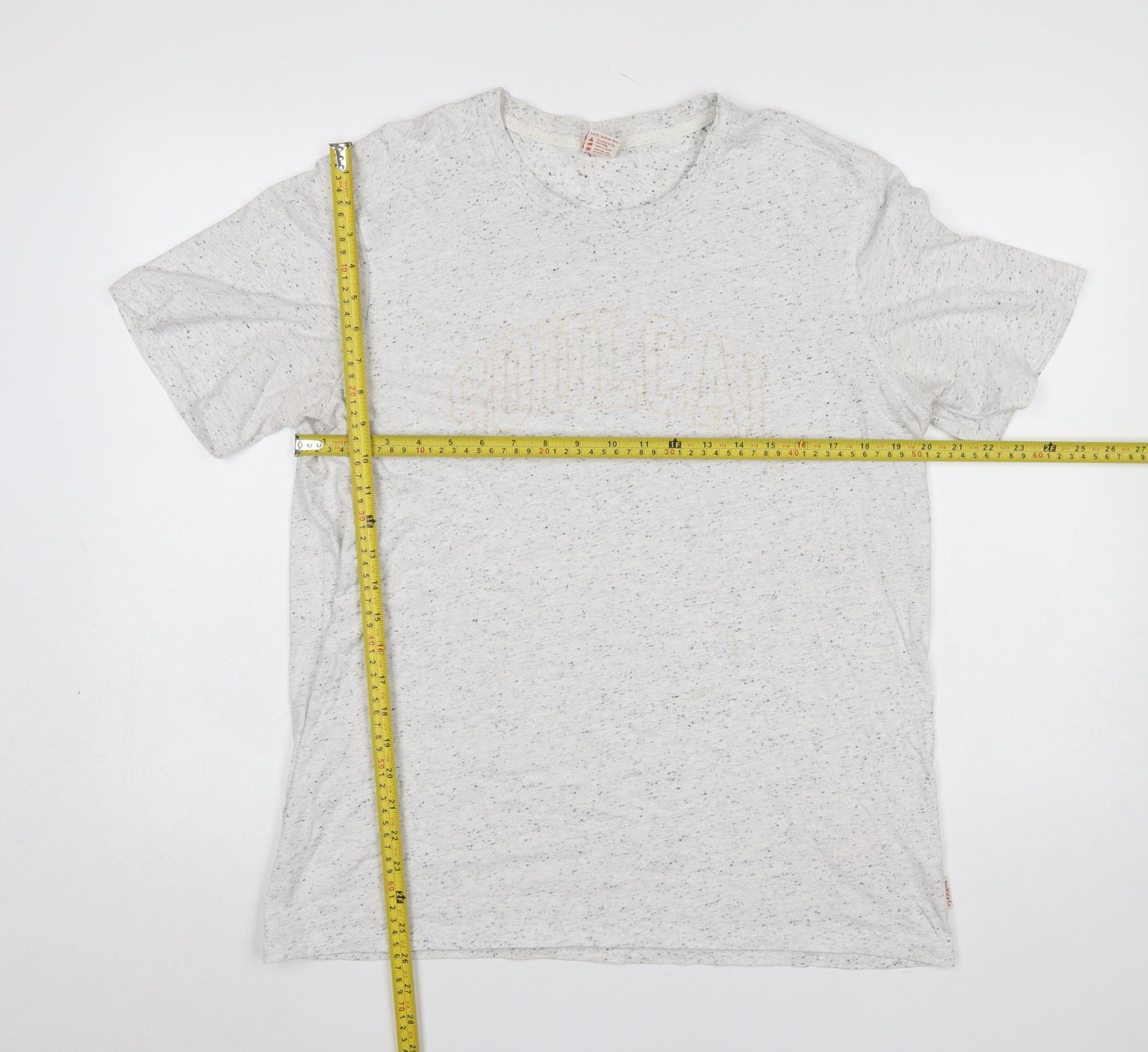 SoulCal & Co Men’s Beige Speckled Crew Neck Cotton T-Shirt L