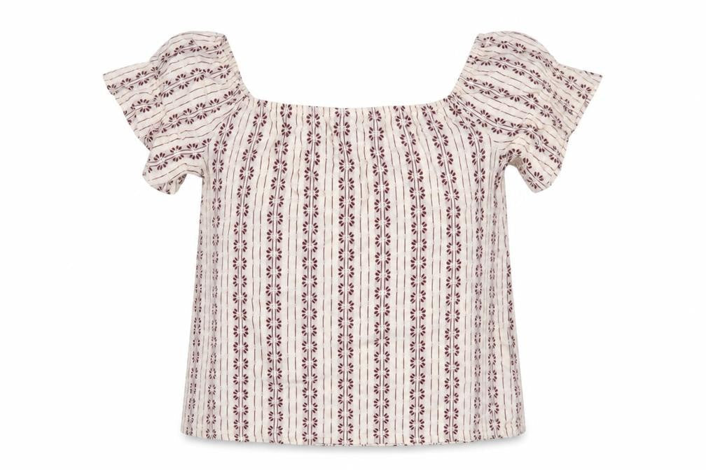 Dorothy Perkins Women Beige Red Off Shoulder Short Sleeve Bohemian Blouse Size 10