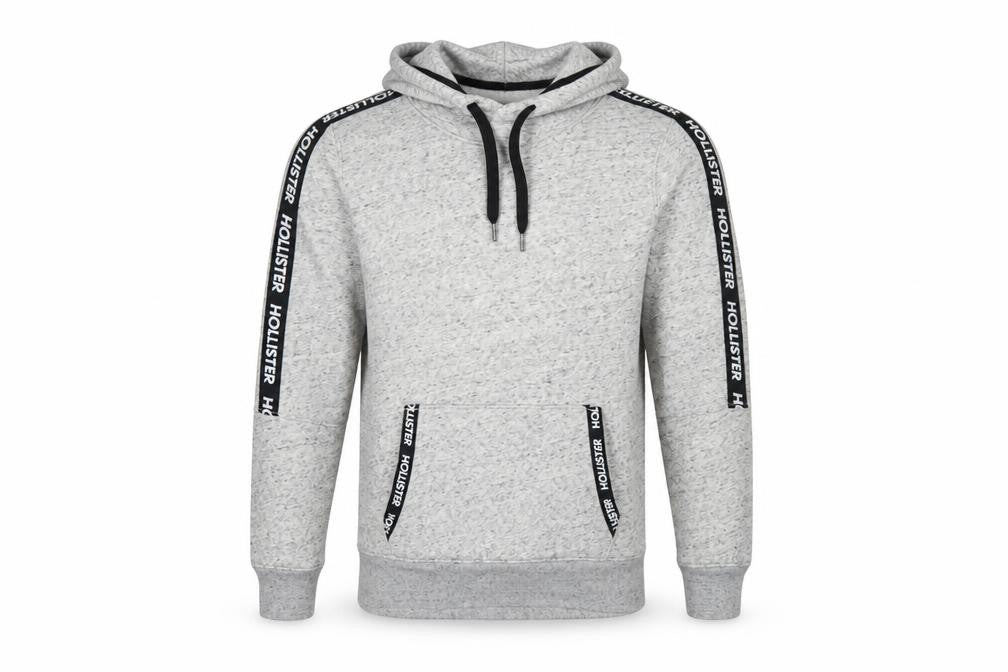Hollister Mens Grey Pullover Hoodie S Regular Fit Logo Fleece