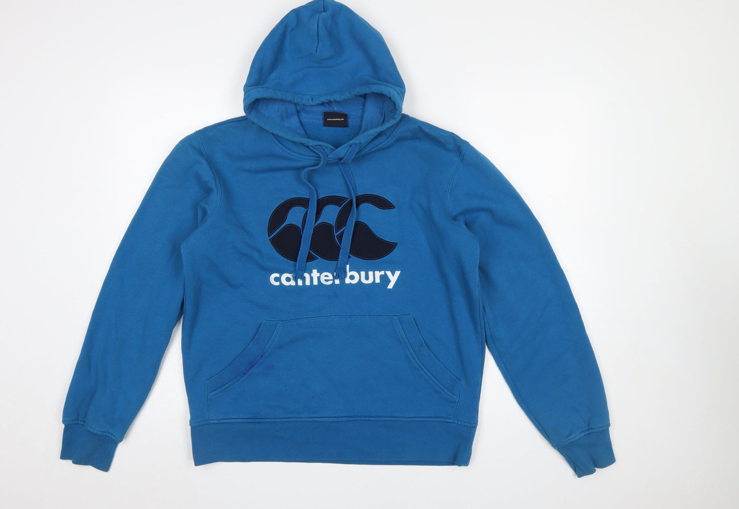 Canterbury Men's Blue Pullover Hoodie Size S Sports Logo Sweatshirt