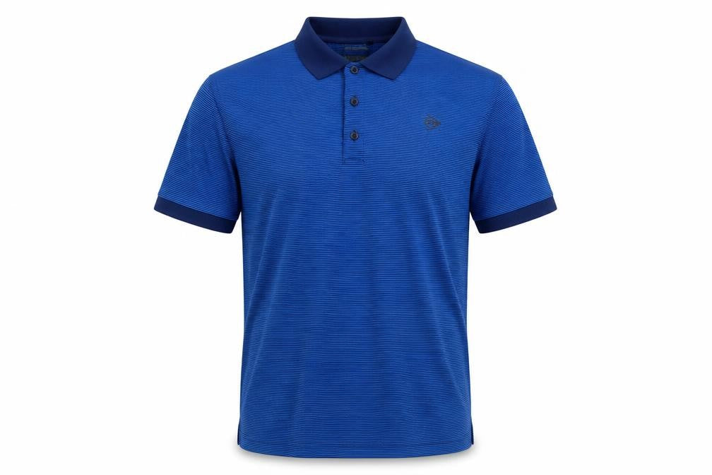 Dunlop Men's Blue Striped Polo Shirt L Regular Fit Sports Top