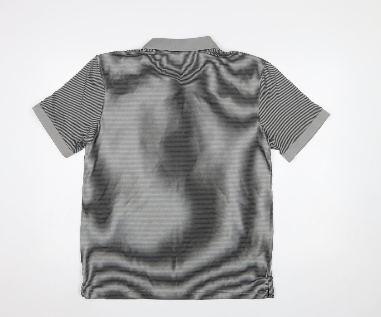 Dunlop Men’s Grey Striped Polo Shirt L Regular Fit Golf Activewear