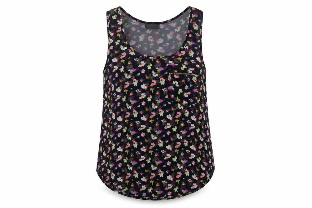 Topshop Women's Multicoloured Floral Chiffon Tank Top Size 12