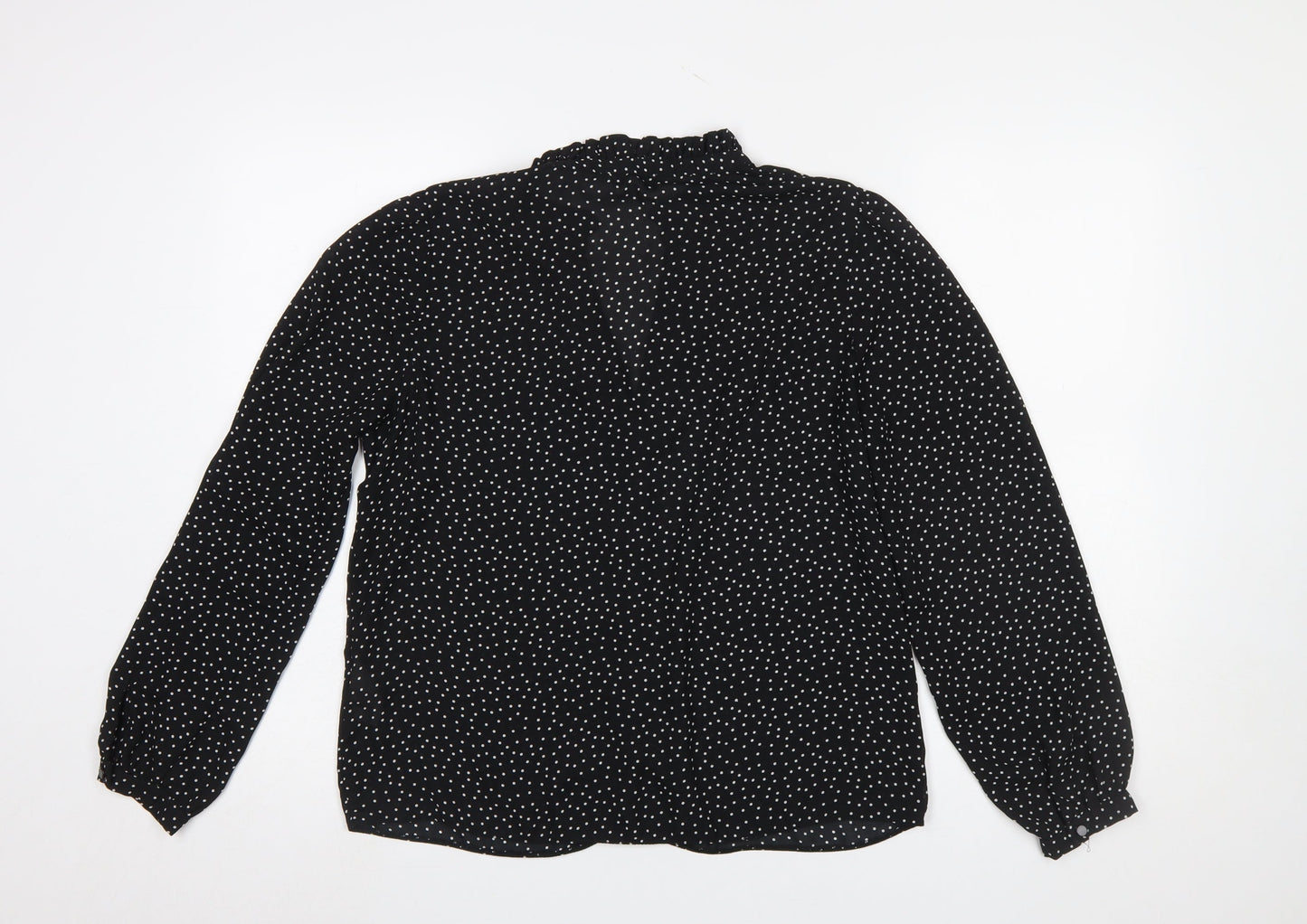 Warehouse Women Black Polka Dot Button-Up Blouse Size 12