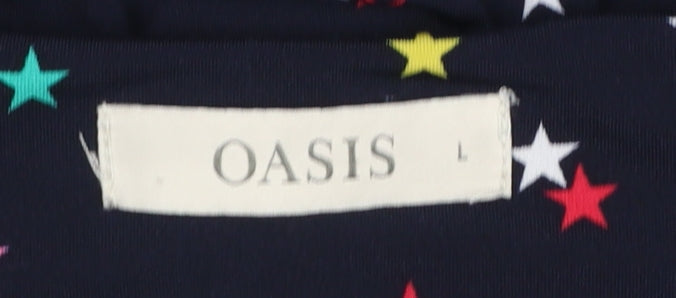 Oasis Women's Multicoloured Star Wrap Blouse Top Size L