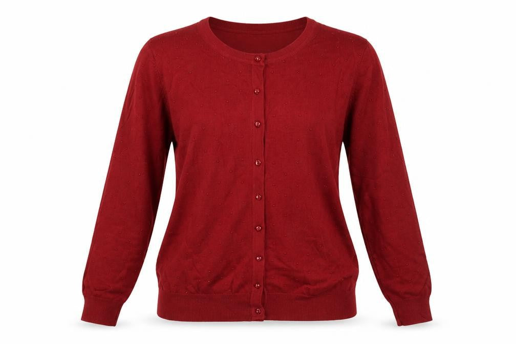 Regatta Women's Red Cardigan UK 12 Long Sleeve Viscose Nylon Knit Classic Style