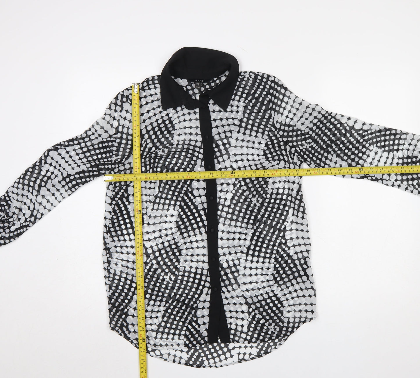 Next Women’s Black & White Polka Dot Sheer Long Sleeve Blouse UK 8