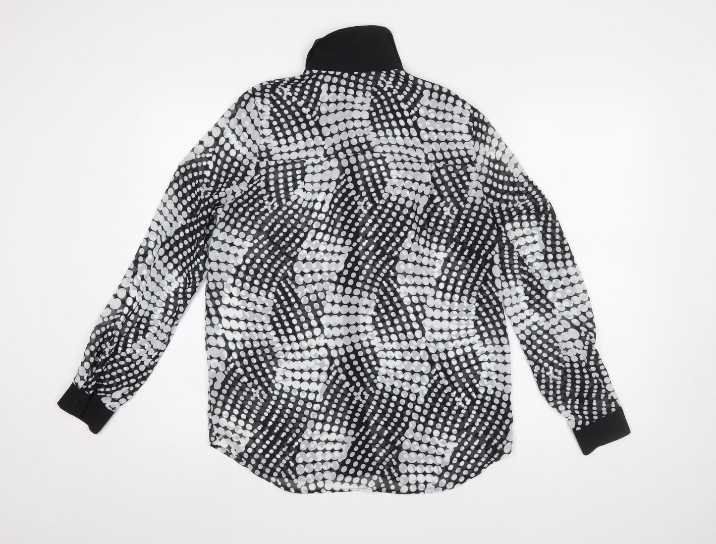 Next Women’s Black & White Polka Dot Sheer Long Sleeve Blouse UK 8