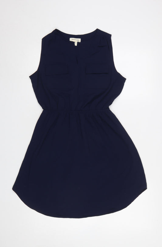 Monteau Women’s Blue Sleeveless Shirt Dress Size L