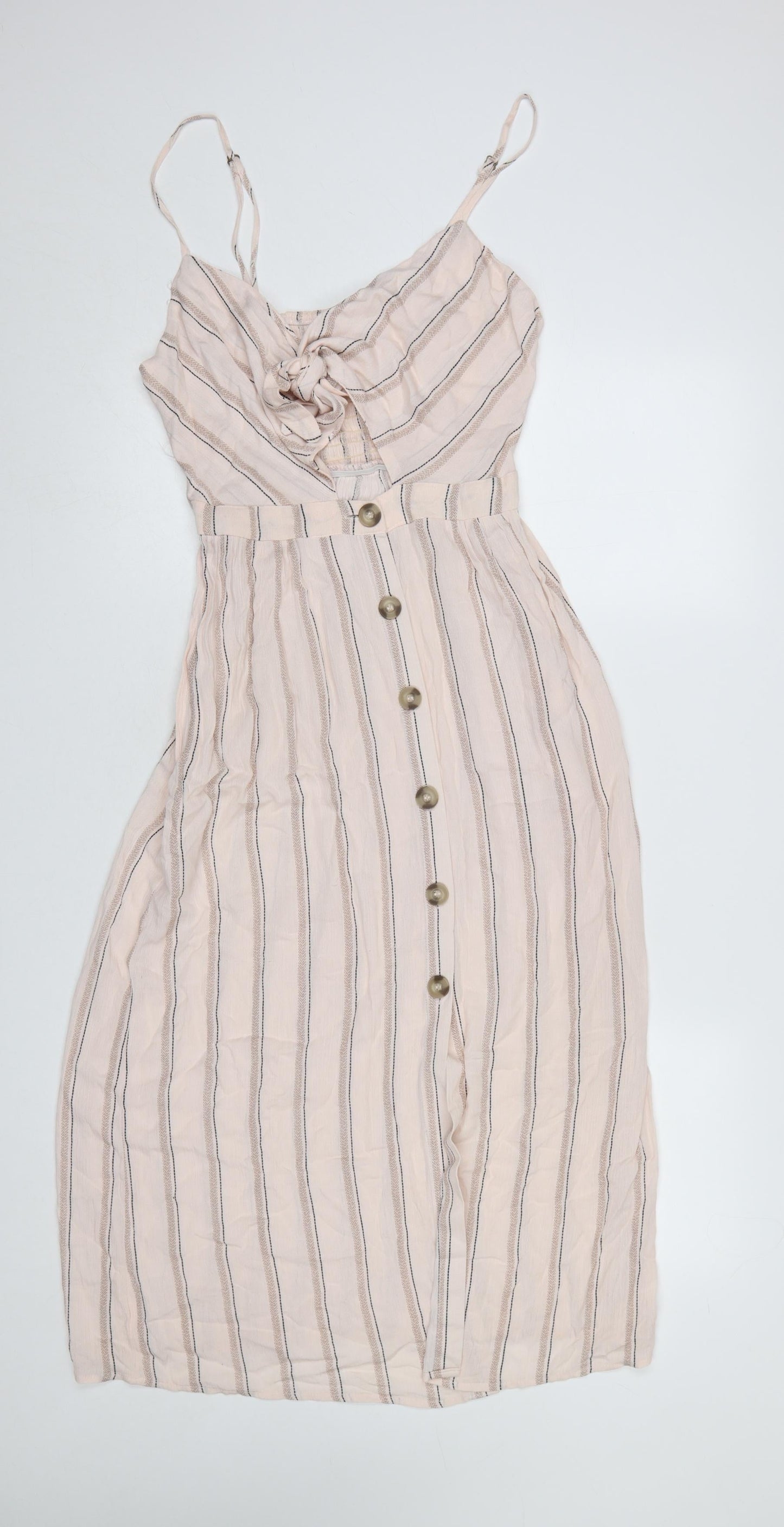 Mimi Chica Women’s Beige Striped Midi Slip Dress Size S