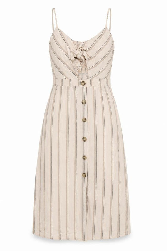 Mimi Chica Women’s Beige Striped Midi Slip Dress Size S