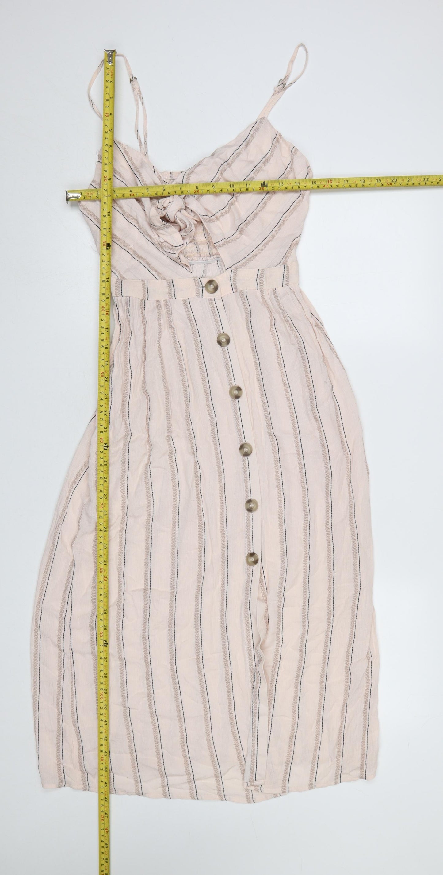 Mimi Chica Women’s Beige Striped Midi Slip Dress Size S
