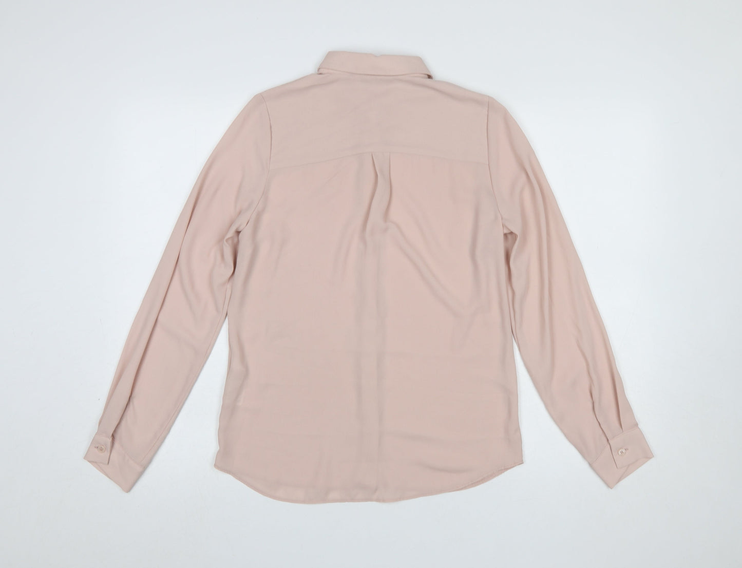 New Look Women Beige Long Sleeve Collared Basic Blouse Size 6