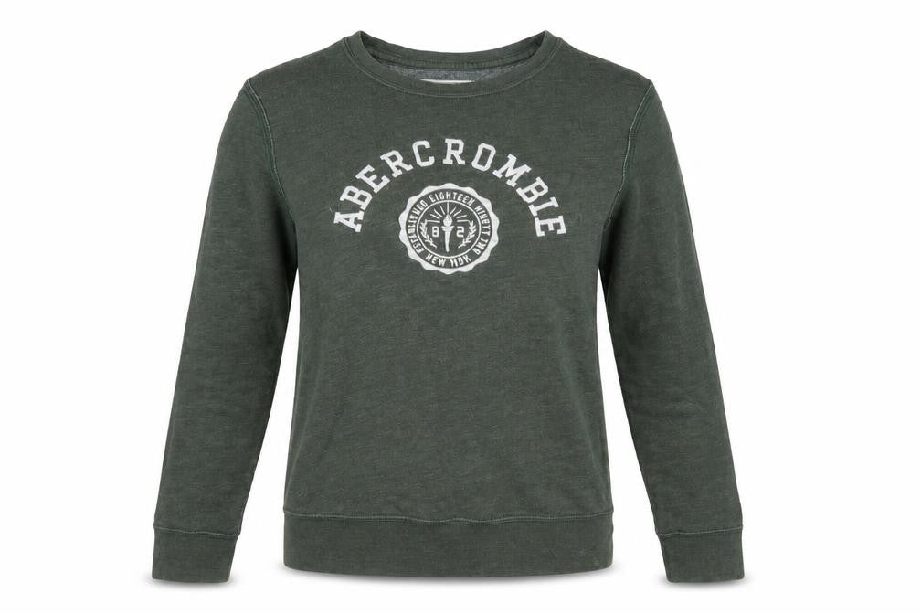 Abercrombie & Fitch Women's Green Pullover Sweatshirt Small Logo Cotton Blend