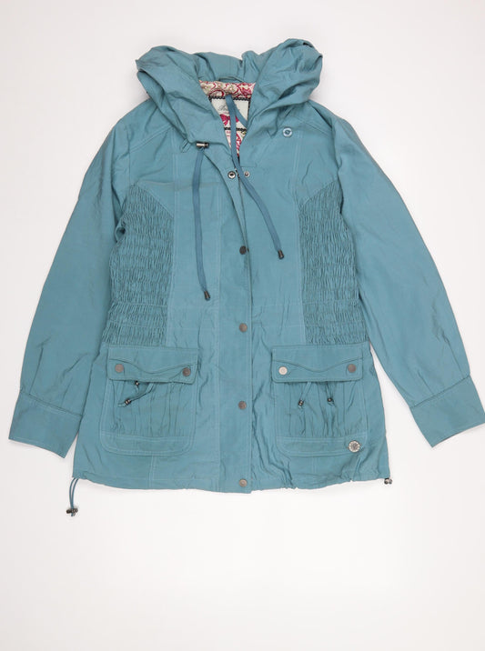 Paco Boutique Women Blue Hooded Anorak Jacket Size M