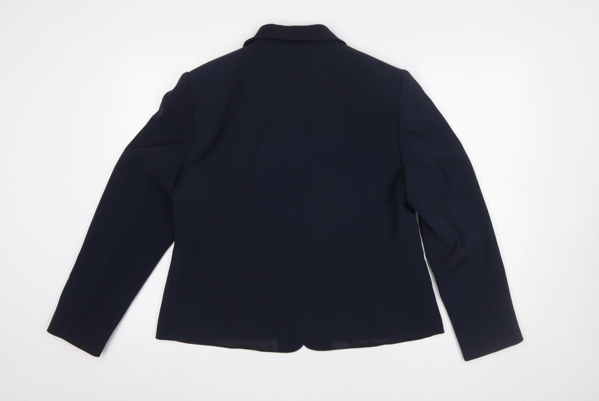 Traffic Women Navy Blue Size 16 Classic Single-Breasted Blazer