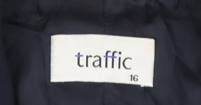 Traffic Women Navy Blue Size 16 Classic Single-Breasted Blazer