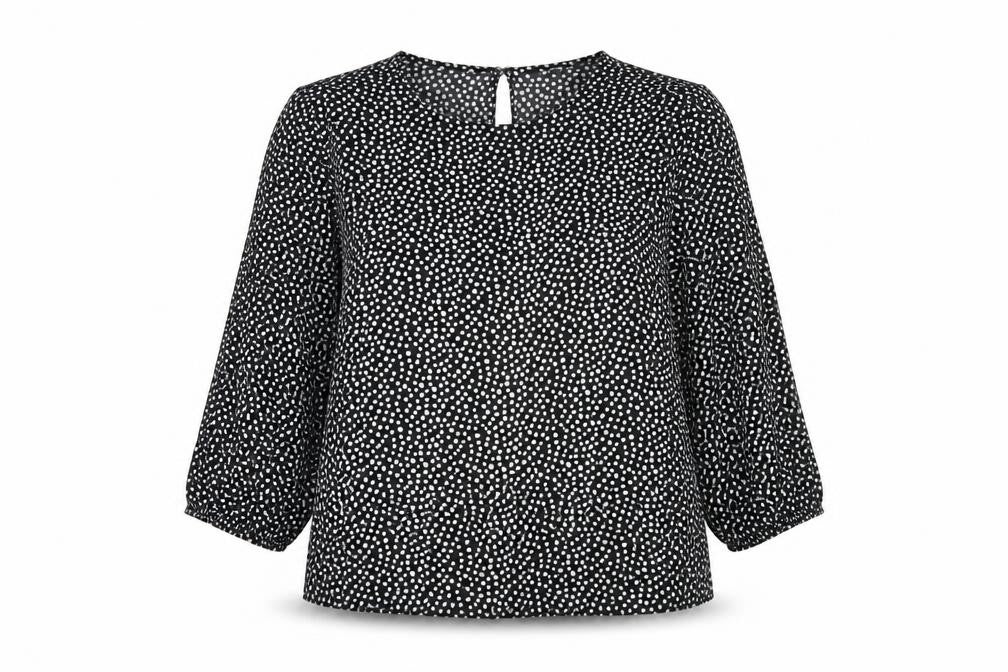 Bonmarché Women’s Black Polka Dot 3/4 Sleeve Viscose Blouse Size 12